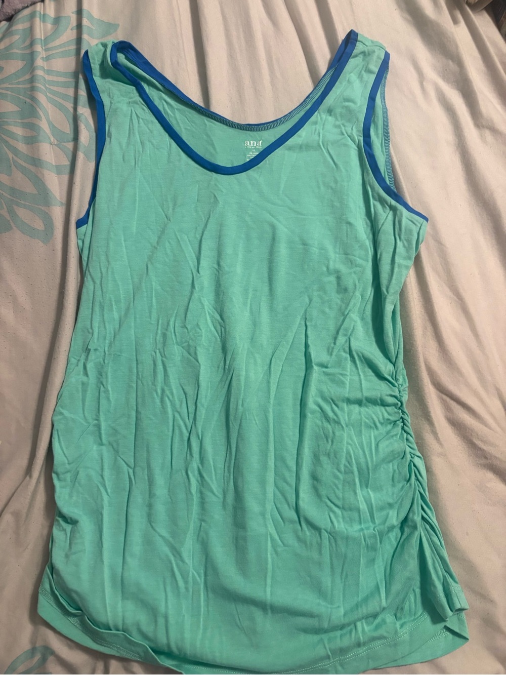 a.n.a Light Mint Tank with Blue Trim